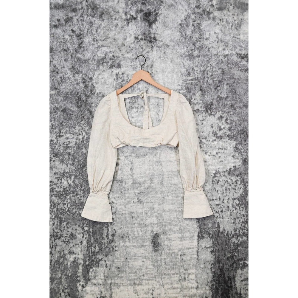 Cream Puff-Sleeve Crop Top - Brand